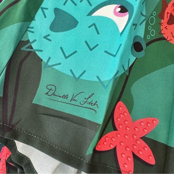 The Oblong Box Shop Puffer Fish Skirt Tiki Beach Pinup Small Midi Retro Starfish - Picture 12 of 16